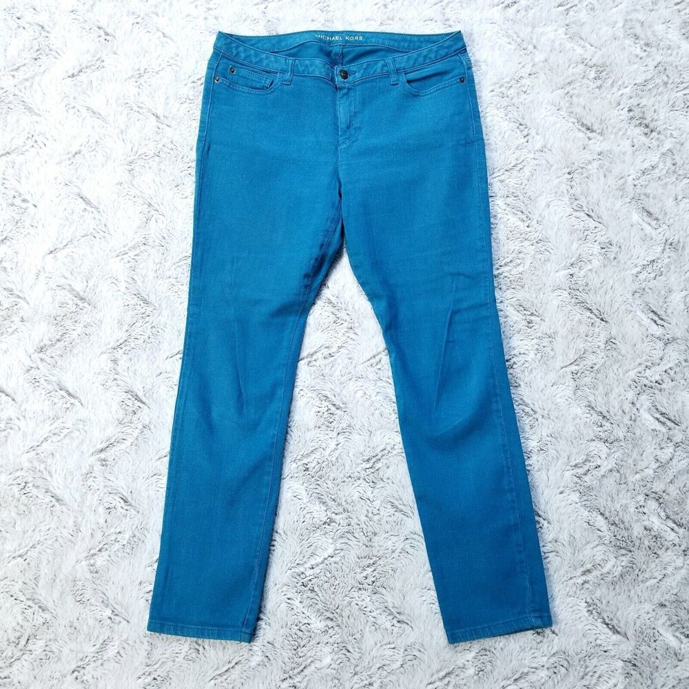 Michael Kors Jeans Womens 10P Blue Slim Straight Dark Wash Denim
